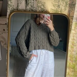 Altar’d State Green Cable Knit Sweater